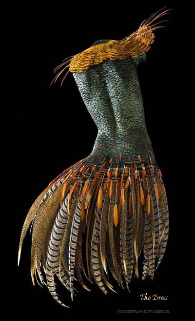 "The Dress" feathered body sculpture